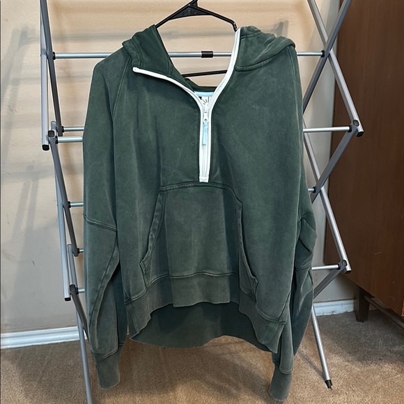 Green Half-Zip Hoodie - Picture 1 of 3